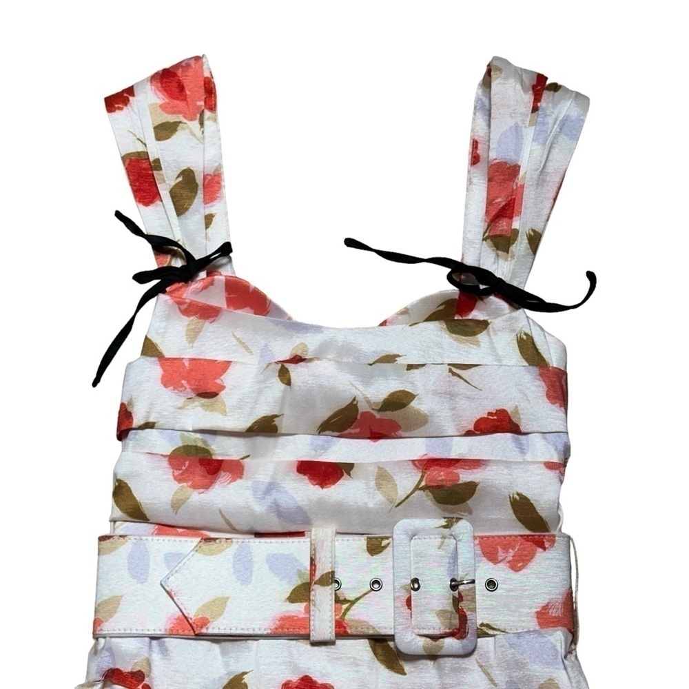 For Love & Lemons White Mini Dress with Pink & Brown Floral Print - Picture 3 of 10